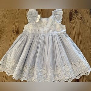 GAP Light Blue and White Dress with Floral Details